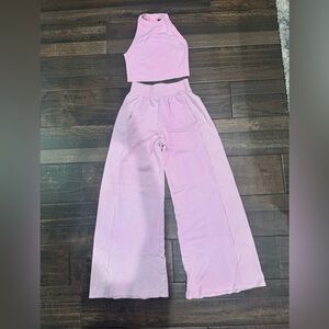 FP Movement by Free People Pink Ribbed Lounge Set